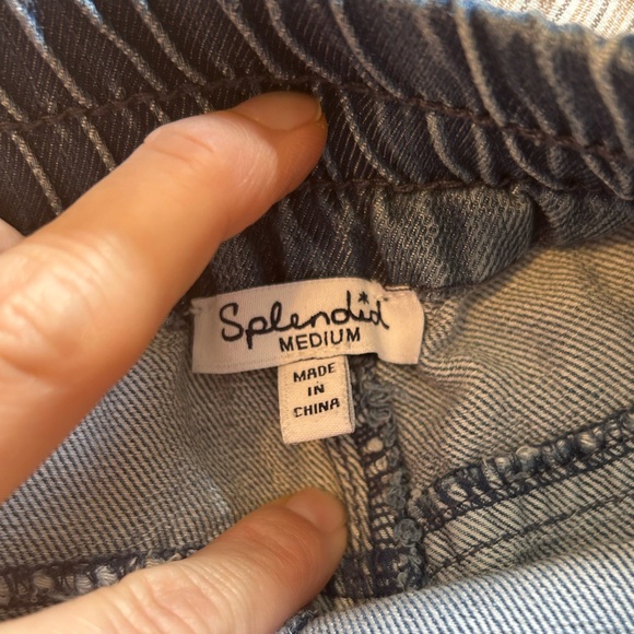 Splendid Chambray Jean Shorts High Rise Size Medium Elastic Waist 100% Tencel - Picture 3 of 8